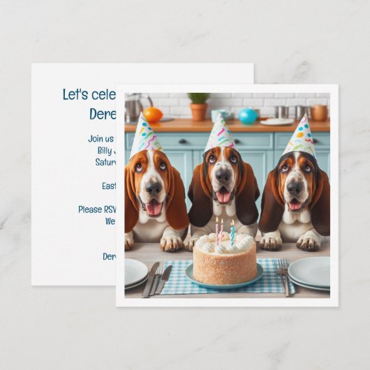 Basset Hound kaart, Basset Hound verjaardag Kaart (Voorkant / Achterkant)