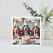 Basset Hound kaart, Basset Hound verjaardag Kaart (Staand voorkant)
