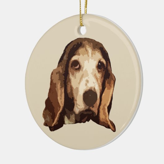 Basset Hound Keramisch Ornament (Links)