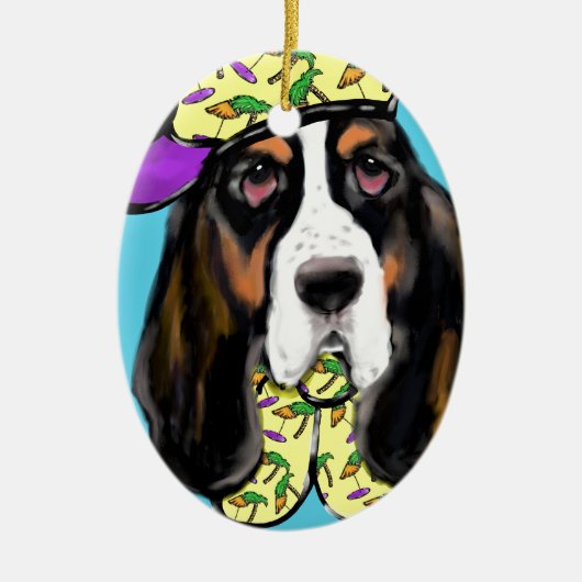 Basset Hound Keramisch Ornament (Voorkant)