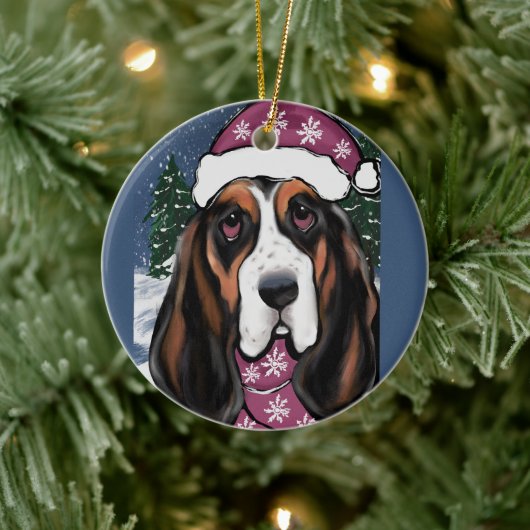 BASSET HOUND  KERAMISCH ORNAMENT (Boom)