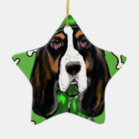 Basset Hound Keramisch Ornament (Voorkant)