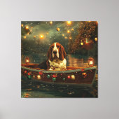 Basset Hound Kerst Feestelijke reis Canvas Afdruk (Voorkant)