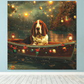 Basset Hound Kerst Feestelijke reis Canvas Afdruk (Insitu (Houten vloer))