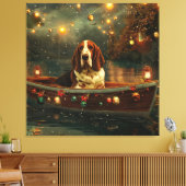 Basset Hound Kerst Feestelijke reis Canvas Afdruk (Insitu (Woonkamer))
