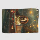 Basset Hound Kerst Feestelijke reis Golfhanddoek (Horizontaal)
