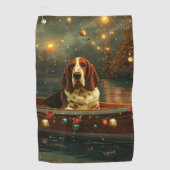Basset Hound Kerst Feestelijke reis Golfhanddoek (Voorkant)