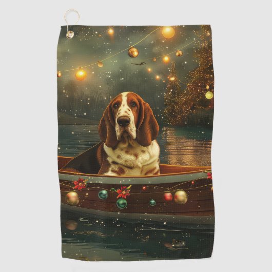 Basset Hound Kerst Feestelijke reis Golfhanddoek (Voorkant)