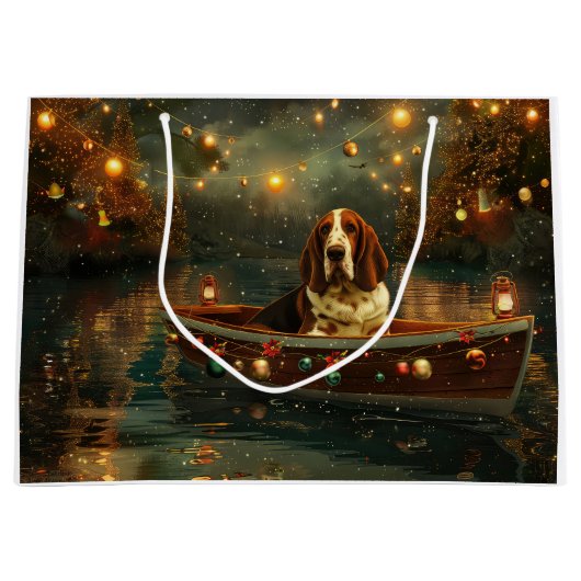 Basset Hound Kerst Feestelijke reis Groot Cadeauzakje (Voorkant)