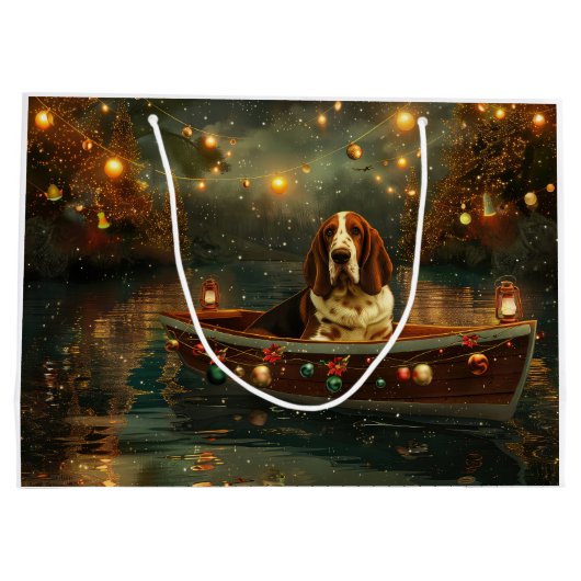 Basset Hound Kerst Feestelijke reis Groot Cadeauzakje (Achterkant)