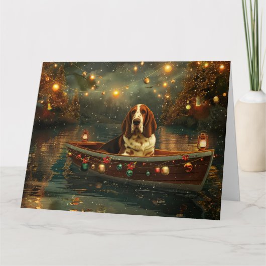 Basset Hound Kerst Feestelijke reis Kaart (Voorkant)
