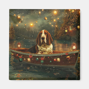 Basset Hound Kerst Feestelijke reis Magneet