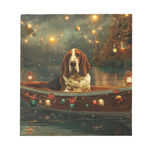 Basset Hound Kerst Feestelijke reis Notitieblok (Voorkant)