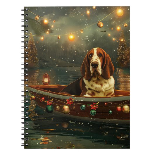 Basset Hound Kerst Feestelijke reis Notitieboek (Voorkant)