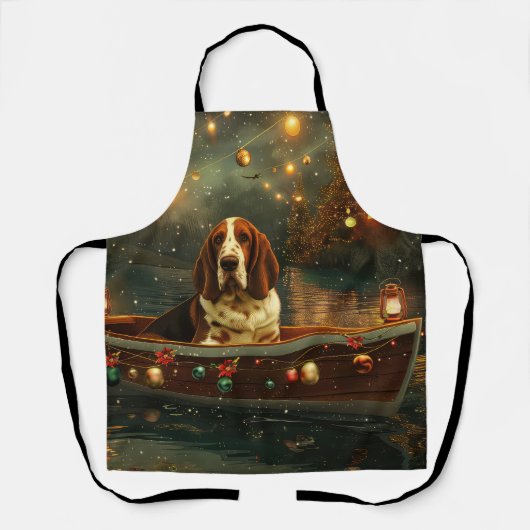 Basset Hound Kerst Feestelijke reis Schort (Voorkant)
