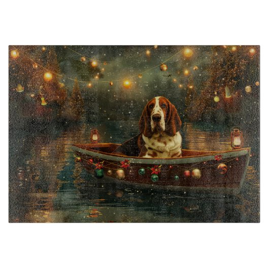 Basset Hound Kerst Feestelijke reis Snijplank (Voorkant)