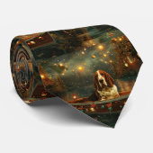 Basset Hound Kerst Feestelijke reis Stropdas (Opgerold)