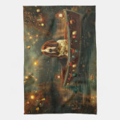 Basset Hound Kerst Feestelijke reis Theedoek (Verticaal)