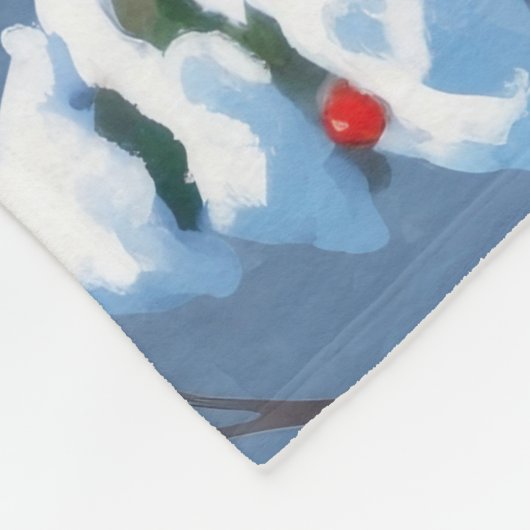 Basset Hound Kerst Feestelijke Sneeuwscène Fleece Deken (Hoek)