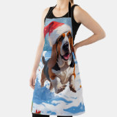 Basset Hound Kerst Feestelijke Sneeuwscène Schort (Insitu)