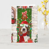 Basset Hound Kerst Kaart (Gele Bloem)