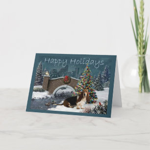 Basset Hound Kerst Kaart Avond