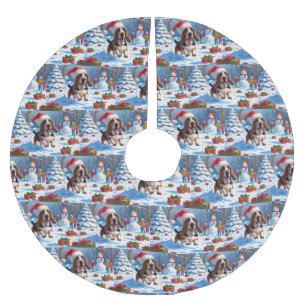 Basset Hound Kerst Sneeuwscène Kerstboom Rok