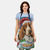 Basset Hound Kerstbakfeest: Festive Kerstmis Schort (Gedragen)
