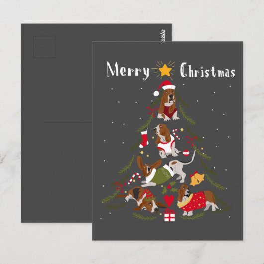 Basset Hound-kerstboom Hondenliefhebber Briefkaart (Voorkant / Achterkant)