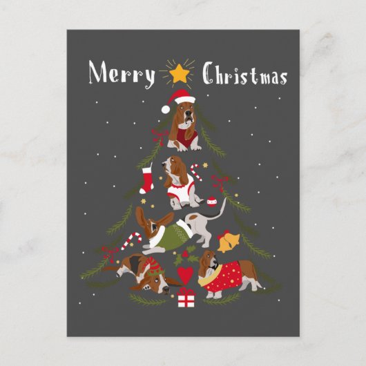 Basset Hound-kerstboom Hondenliefhebber Briefkaart (Voorkant)