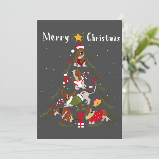 Basset Hound-kerstboom Hondenliefhebber Kaart (Staand voorkant)