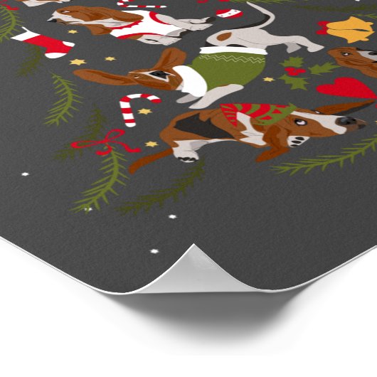 Basset Hound-kerstboom Hondenliefhebber Poster (Hoek)