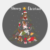 Basset Hound-kerstboom Hondenliefhebber Ronde Sticker (Voorkant)