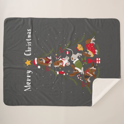 Basset Hound-kerstboom Hondenliefhebber Sherpa Deken (Voorkant (horizontaal))