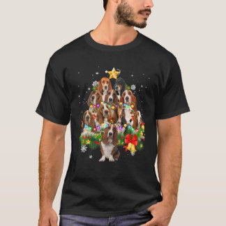 Basset-Hound-kerstboom X-Mas-decorptiefunctie T-shirt
