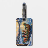 Basset Hound Kerstboot Vakantie Bagagelabel (Achterkant verticaal)