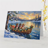 Basset Hound Kerstboot Vakantie Kaart (Gele Bloem)