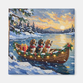 Basset Hound Kerstboot Vakantie Magneet (Voorkant)