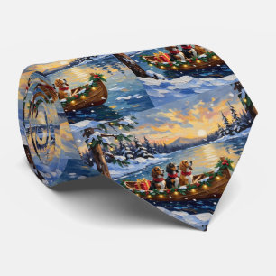 Basset Hound Kerstboot Vakantie Stropdas