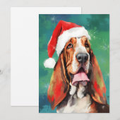 Basset Hound Kerstborstel schilderen kunstwerk Feestdagenkaart (Voorkant / Achterkant)