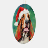 Basset Hound Kerstborstel schilderen kunstwerk Keramisch Ornament (Rechts)