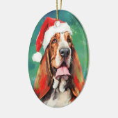 Basset Hound Kerstborstel schilderen kunstwerk Keramisch Ornament (Links)
