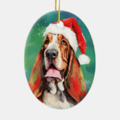 Basset Hound Kerstborstel schilderen kunstwerk Keramisch Ornament (Achterkant)