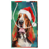 Basset Hound Kerstborstel schilderen kunstwerk Klein Cadeauzakje (Achterkant)