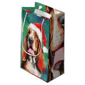 Basset Hound Kerstborstel schilderen kunstwerk Klein Cadeauzakje (Achterkant Gekanteld)