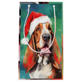 Basset Hound Kerstborstel schilderen kunstwerk Klein Cadeauzakje (Voorkant)