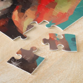 Basset Hound Kerstborstel schilderen kunstwerk Legpuzzel (Zijkant)