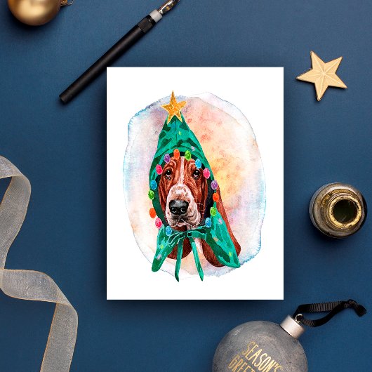 Basset Hound Kerstcadeaus voor hondenliefhebbers Feestdagenkaart