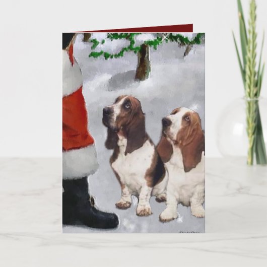 Basset Hound-kerstcadeautjes Feestdagen Kaart (Voorkant)