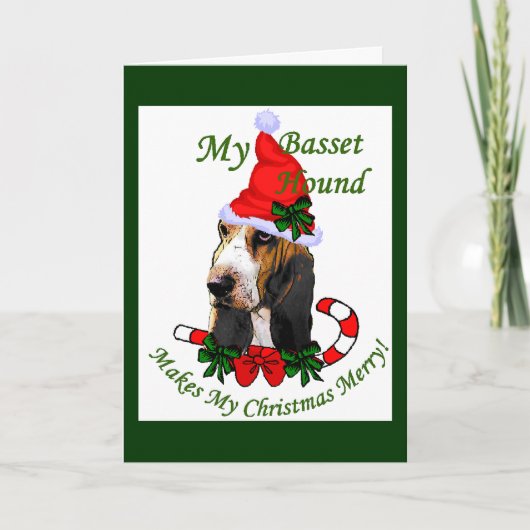 Basset Hound-kerstcadeautjes Feestdagen Kaart (Voorkant)